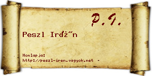 Peszl Irén névjegykártya